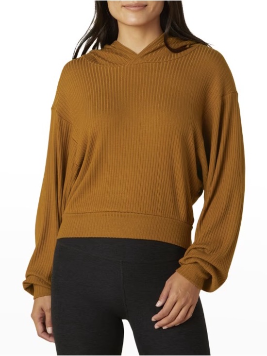 Beyond Yoga Tops - Beyond Yoga So Chic Cropped Hoodie in Rust Women’s Large